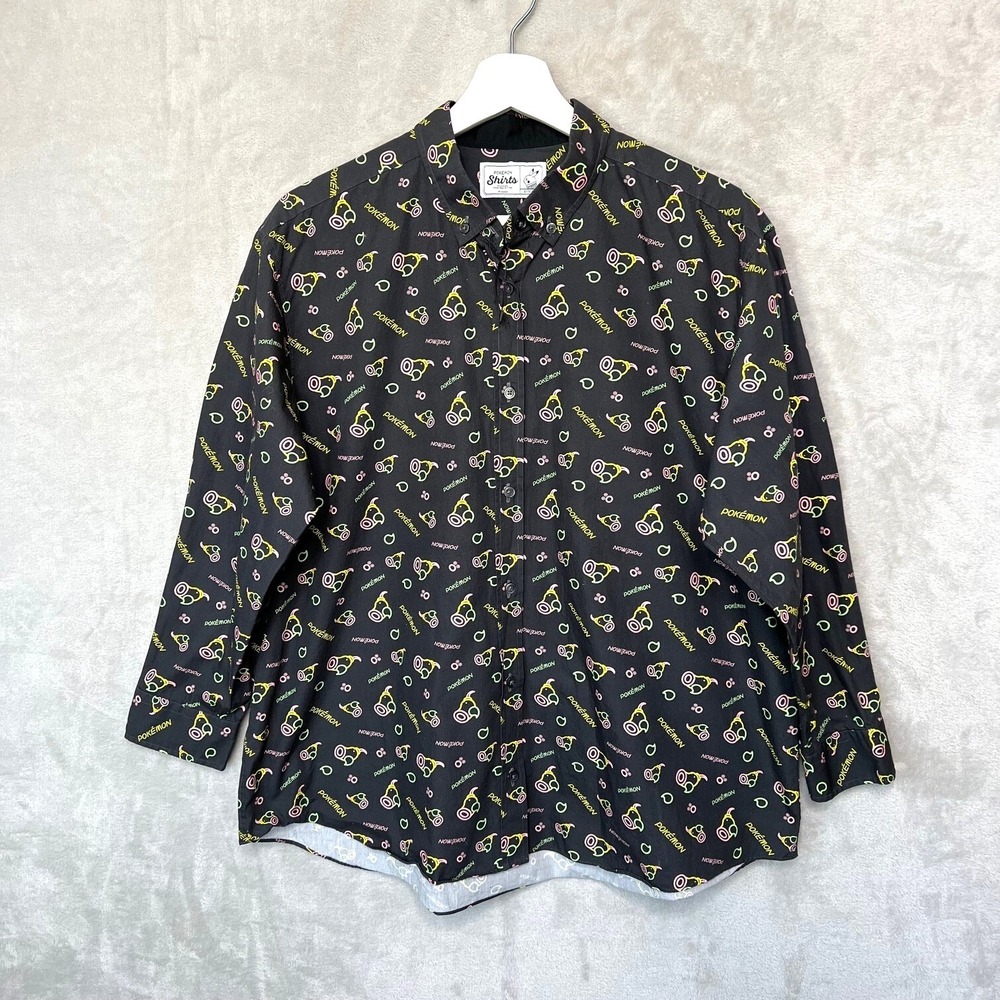 Original Stitch Pokémon Shirts Weepinbell (Sz L)? Long Sleeve Button Japan